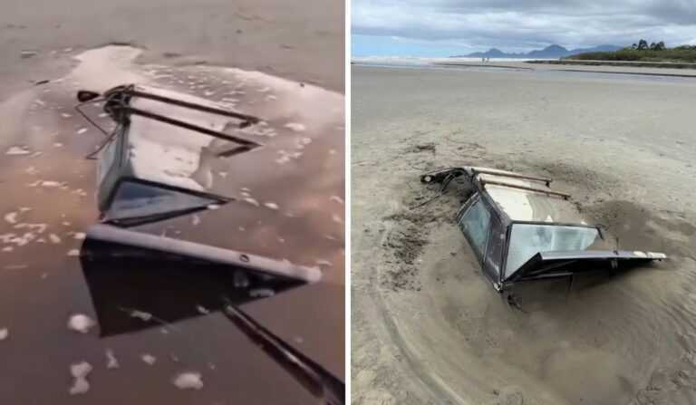 Carro é identificado completamente atolado em Itanhaém; VÍDEO carro-e-encontrado-completamente-atolado-em-itanhaem;-video